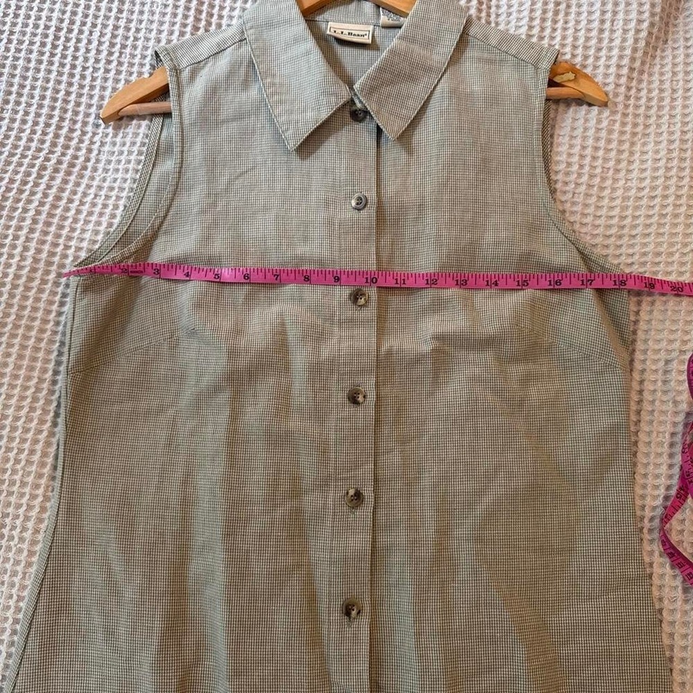 Vintage L.L. Bean 100% Linen Sleeveless Shirt Dress Midi Sage Green - Picture 4 of 6